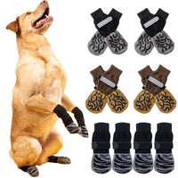 4Pcs/Set Anti-Slip Protect Paws Dog Socks Black Tie Anti-Shedding Breathable Non-Slip Socks for Medium Large Elderly Puppy Socks