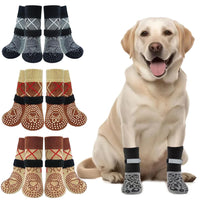 4Pcs/Set Anti-Slip Protect Paws Dog Socks Black Tie Anti-Shedding Breathable Non-Slip Socks for Medium Large Elderly Puppy Socks